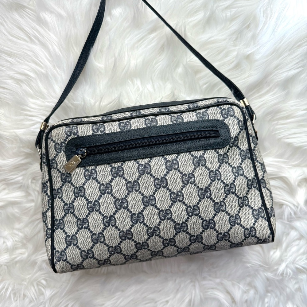 GUCCI Blue GG Monogram Web Crossbody Bag